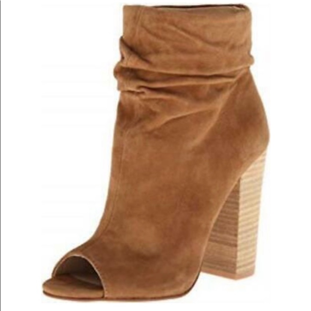 Slouchy open toe heel boots